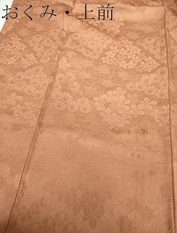 平和屋着物●上質な色無地　草花地紋　赤白橡色　正絹　逸品　DABD1031ps