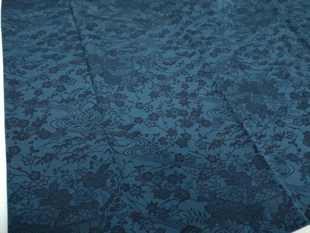 平和屋着物○本藍 型絵染 小紋 流水籬花文 鬼しぼ 平和屋着物○本藍 型絵染 小紋 流水籬花文 鬼しぼ