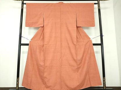 平和屋着物●結城紬　色無地　樺色　やまと誂製　正絹　逸品　未使用　DABD1039ps
