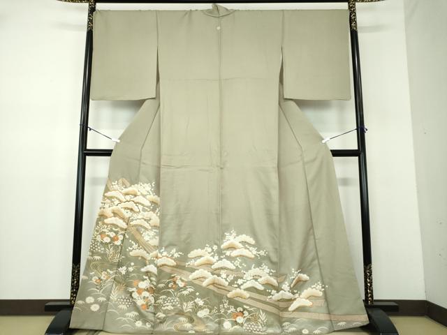 平和屋着物●豪華色留袖　駒刺繍　束ね熨斗流水花松文　暈し染め　金彩　正絹　逸品　DABD1041ps