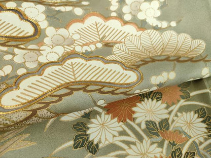 平和屋着物●豪華色留袖　駒刺繍　束ね熨斗流水花松文　暈し染め　金彩　正絹　逸品　DABD1041ps