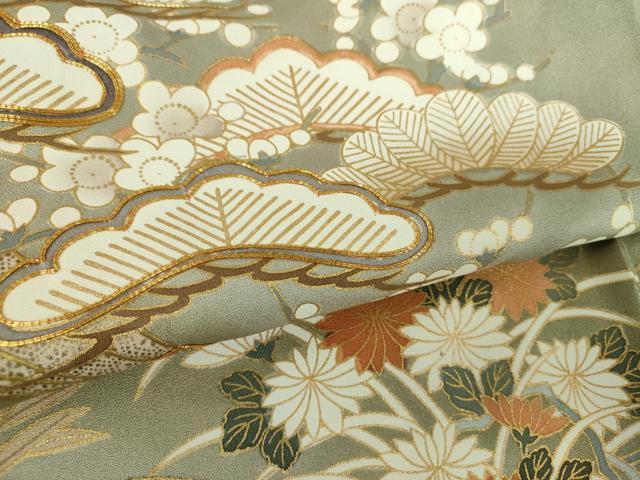 平和屋着物●豪華色留袖　駒刺繍　束ね熨斗流水花松文　暈し染め　金彩　正絹　逸品　DABD1041ps