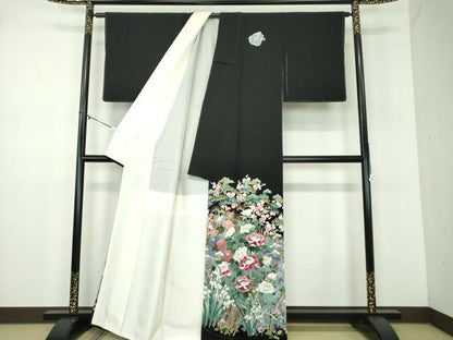 平和屋着物●本場加賀友禅作家　森田耕三　黒留袖　四季の花　正絹　逸品　未使用　DABD1042ps