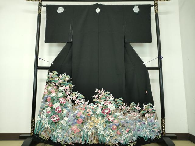 平和屋着物●本場加賀友禅作家　森田耕三　黒留袖　四季の花　正絹　逸品　未使用　DABD1042ps