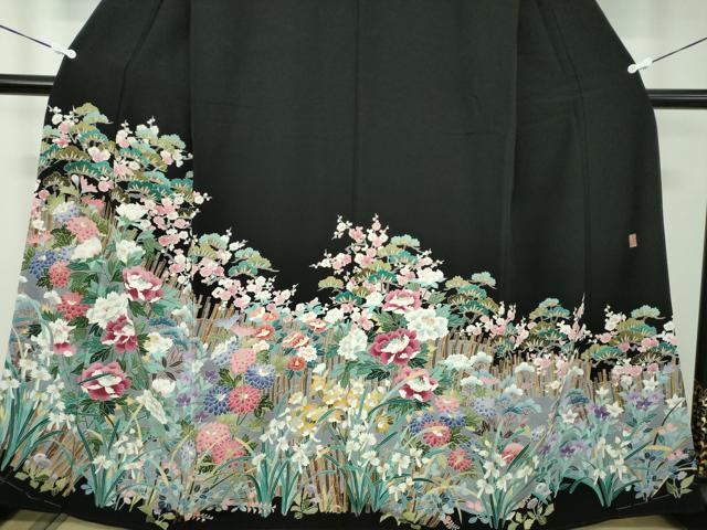 平和屋着物●本場加賀友禅作家　森田耕三　黒留袖　四季の花　正絹　逸品　未使用　DABD1042ps