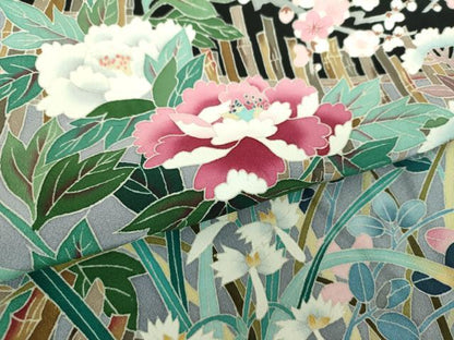 平和屋着物●本場加賀友禅作家　森田耕三　黒留袖　四季の花　正絹　逸品　未使用　DABD1042ps