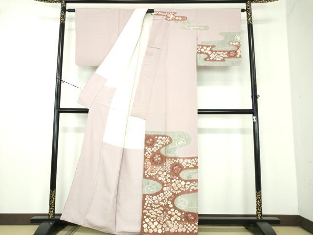 平和屋着物●十日町　名門　滝泰謹製　訪問着　絞り　霞花文　金彩　正絹　逸品　DABD1043ps