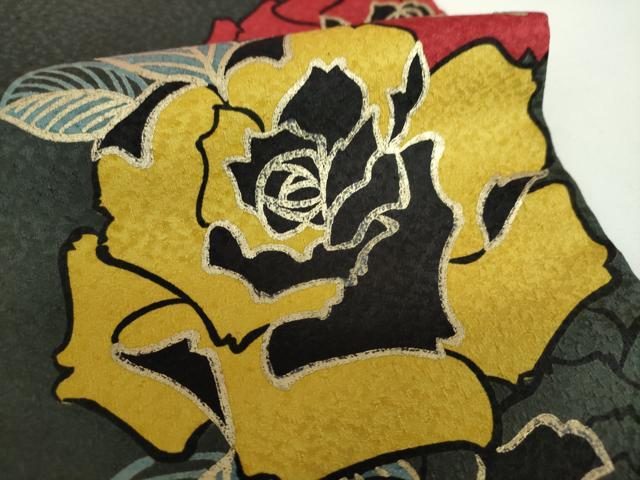 平和屋着物●小振袖　二尺袖　薔薇　金彩　洗える着物　DABD1046ps