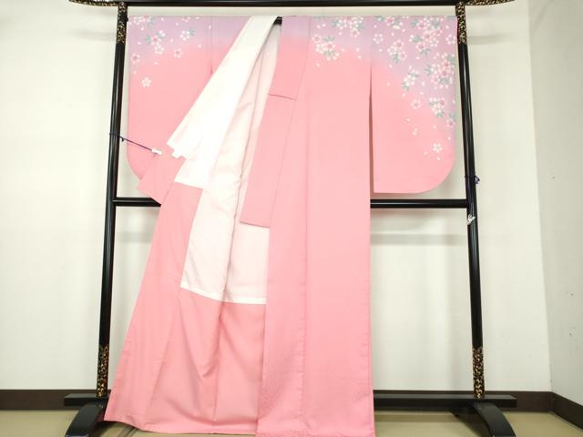 平和屋着物●小振袖　二尺袖　舞桜　暈し染め　洗える着物　DABD1047ps
