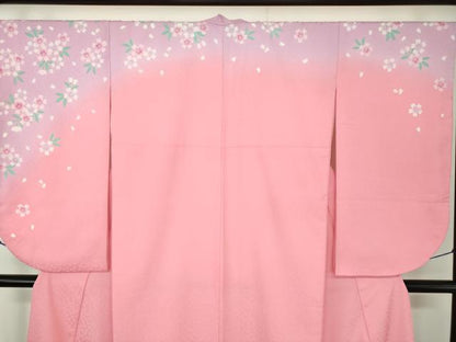 平和屋着物●小振袖　二尺袖　舞桜　暈し染め　洗える着物　DABD1047ps