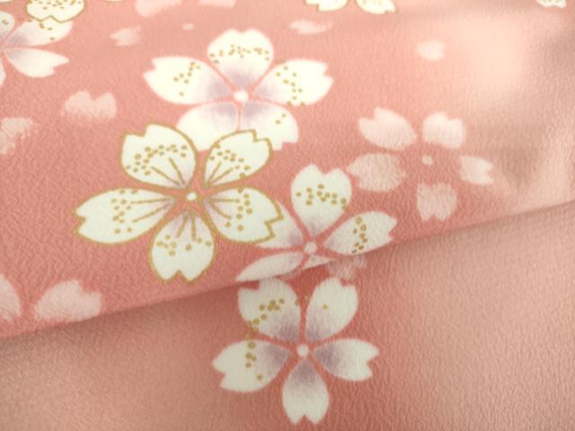 平和屋着物●小振袖　二尺袖　舞桜　暈し染め　金彩　洗える着物　DABD1048ps