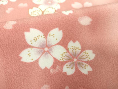 平和屋着物●小振袖　二尺袖　舞桜　暈し染め　金彩　洗える着物　DABD1048ps