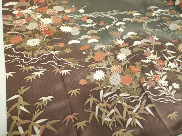 平和屋着物●訪問着　松竹梅　流水花文　暈し染め　金彩　正絹　逸品　DABD1054ps