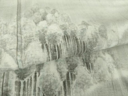 平和屋着物●日本画家　濡れ描き友禅作家　高橋峰陵　訪問着　紬地　手描き　樹林風景　さが美扱い　正絹　逸品　DABD1056ps