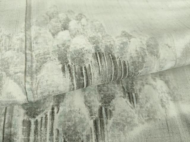 平和屋着物●日本画家　濡れ描き友禅作家　高橋峰陵　訪問着　紬地　手描き　樹林風景　さが美扱い　正絹　逸品　DABD1056ps