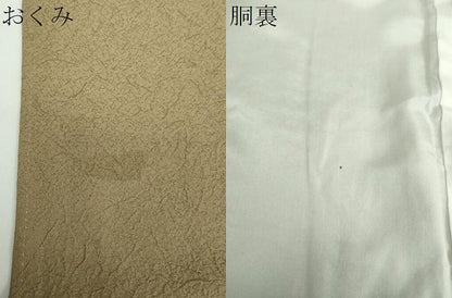 平和屋着物●上質な色無地　霞地紋　白橡色　正絹　逸品　DABD1057ps
