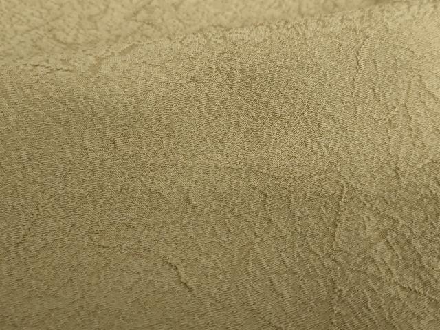 平和屋着物●上質な色無地　霞地紋　白橡色　正絹　逸品　DABD1057ps