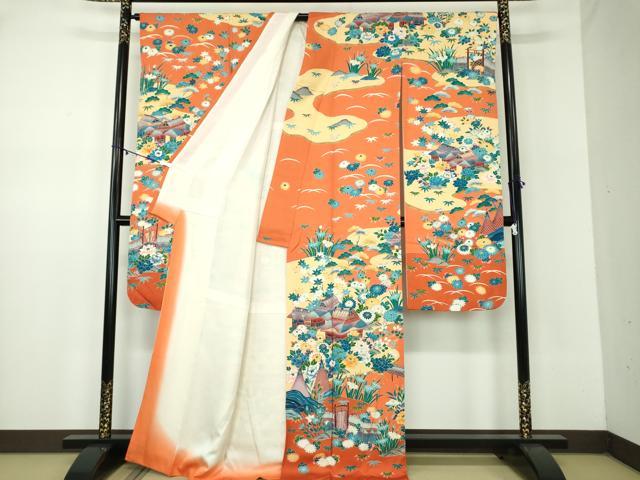 平和屋着物●豪華振袖　風景花文　金彩　正絹　逸品　DABD1059ps