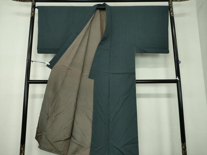 平和屋着物●男性　お召　格子　正絹　逸品　DABD1062ps