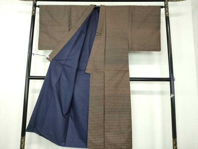 平和屋着物●男性　本場縞大島紬　横縞　正絹　逸品　DABD1066ps
