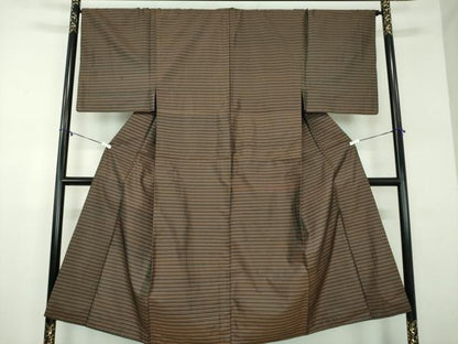 平和屋着物●男性　本場縞大島紬　横縞　正絹　逸品　DABD1066ps