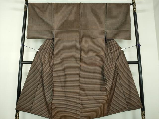 平和屋着物●男性　本場縞大島紬　横縞　正絹　逸品　DABD1066ps