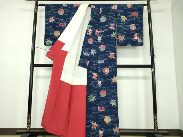 平和屋着物●上質な小紋　型染　吹き寄せ花文　正絹　逸品　DABD1070ps