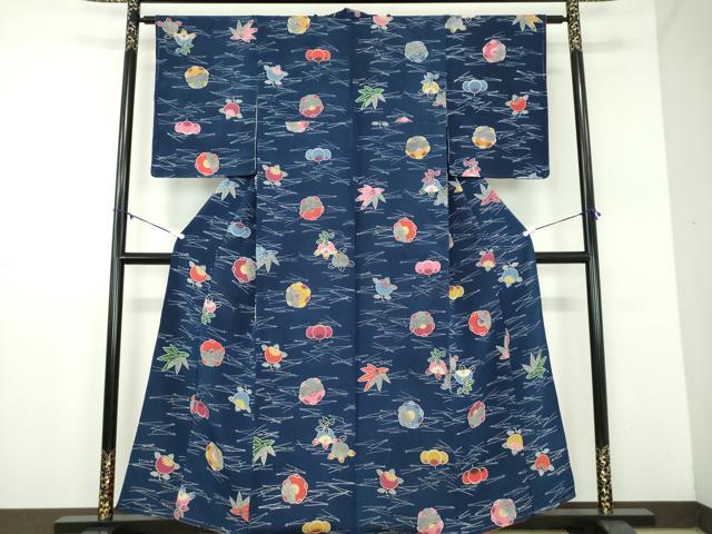 平和屋着物●上質な小紋　型染　吹き寄せ花文　正絹　逸品　DABD1070ps