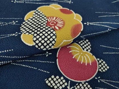 平和屋着物●上質な小紋　型染　吹き寄せ花文　正絹　逸品　DABD1070ps