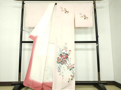 平和屋着物●訪問着　友禅　作家物　花車文　暈し染め　正絹　逸品　DABD1071ps