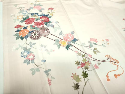 平和屋着物●訪問着　友禅　作家物　花車文　暈し染め　正絹　逸品　DABD1071ps