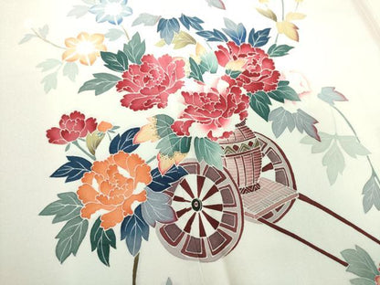 平和屋着物●訪問着　友禅　作家物　花車文　暈し染め　正絹　逸品　DABD1071ps