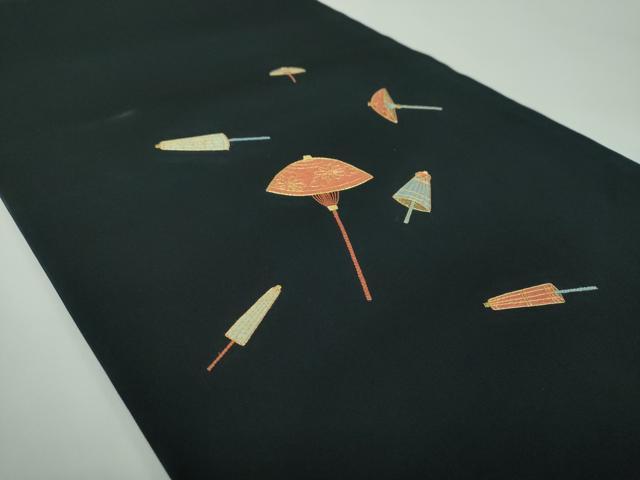 平和屋着物●塩瀬　つけ帯　駒刺繍　総刺繍　番傘　金糸　正絹　逸品　DABD1083ps