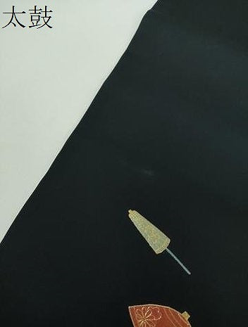 平和屋着物●塩瀬　つけ帯　駒刺繍　総刺繍　番傘　金糸　正絹　逸品　DABD1083ps