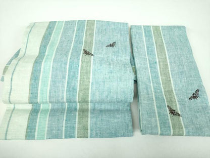 平和屋着物●ワンタッチつけ帯　総刺繍　蝉　間道　麻　逸品　未使用　DABD1085ps