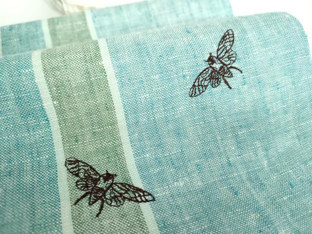 平和屋着物●ワンタッチつけ帯　総刺繍　蝉　間道　麻　逸品　未使用　DABD1085ps