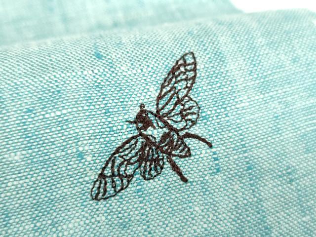 平和屋着物●ワンタッチつけ帯　総刺繍　蝉　間道　麻　逸品　未使用　DABD1085ps