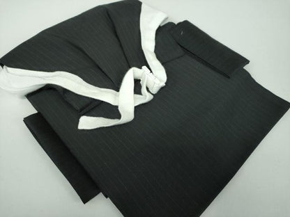 平和屋着物●ワンタッチつけ帯　縞　黒地　逸品　未使用　DABD1086ps