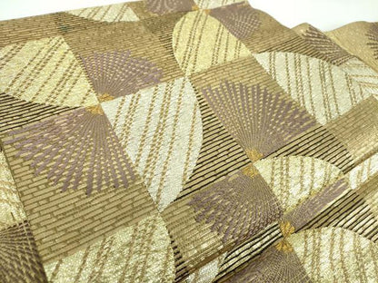 平和屋着物●つけ帯　市松花文　金銀糸　鈴乃屋扱い　正絹　逸品　DABD1089ps