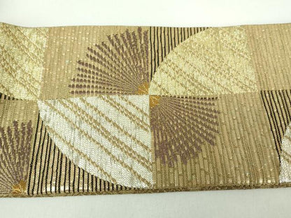 平和屋着物●つけ帯　市松花文　金銀糸　鈴乃屋扱い　正絹　逸品　DABD1089ps