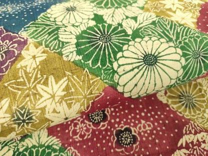 平和屋着物＊夏物 全通柄九寸名古屋帯 生紬 型染 吉祥花文 正絹 逸品 DABD1095ps