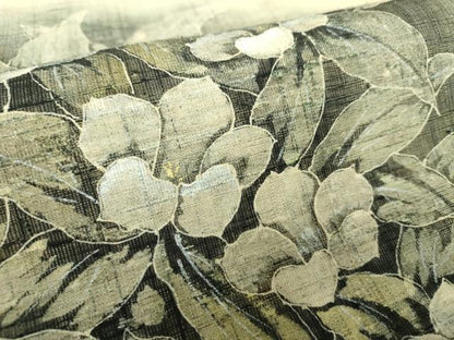 平和屋着物＊夏物 九寸名古屋帯 生紬 手描き 草花文 金彩 正絹 逸品 DABD1096ps