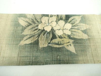 平和屋着物＊夏物 九寸名古屋帯 生紬 手描き 草花文 金彩 正絹 逸品 DABD1096ps