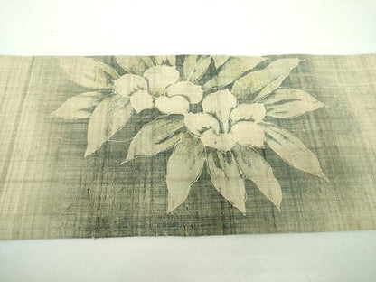 平和屋着物＊夏物 九寸名古屋帯 生紬 手描き 草花文 金彩 正絹 逸品 DABD1096ps