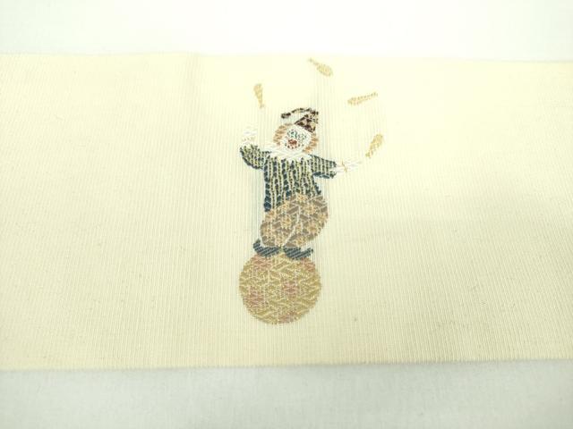 平和屋着物●九寸名古屋帯　サーカス　ピエロ　金糸　鈴乃屋扱い　正絹　逸品　未使用　DABD1102ps