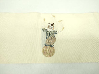 平和屋着物●九寸名古屋帯　サーカス　ピエロ　金糸　鈴乃屋扱い　正絹　逸品　未使用　DABD1102ps