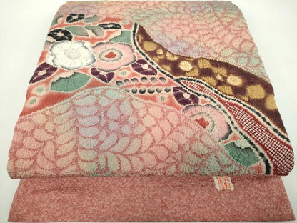 平和屋着物●伝統工芸士　水野保　保辻が花染　九寸開き名古屋帯　絞り　辻が花　鬼しぼ縮緬　正絹　逸品　DABD1105ps