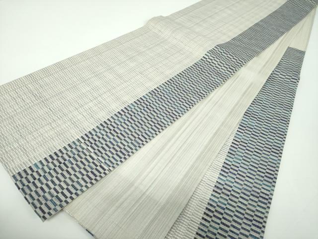 平和屋着物▽六通柄袋帯 スリーシーズン 春夏秋 藍 市松間道 金糸 正絹 逸品 DABD1108ps