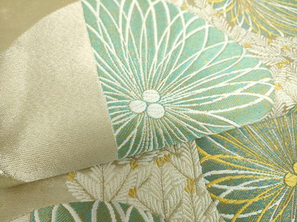 平和屋着物●六通柄袋帯　衣笠の松　金銀糸　正絹　逸品　DABD1109ps