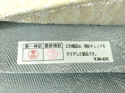 平和屋着物●両面　太鼓柄袋帯　藍　流水文　金銀糸　正絹　逸品　未使用　DABD1118ps